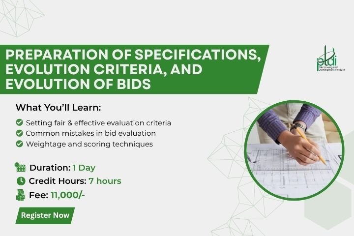 Preparation of specifications, Evolution Criteria and Evolution of bids